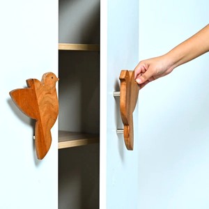 Poignées et poignées de tirage décoratives en bois d'acacia pour enfants, en forme d'oiseau, pour portes, armoires et commodes, vente en gros - Product Image 4