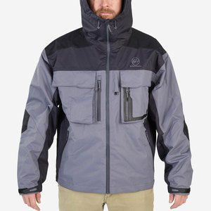 Veste de pêche imperméable respirante pour homme, dernière conception, gris noir, à capuche, fermeture éclair, poche avant, vêtements d'extérieur - Product Image 2