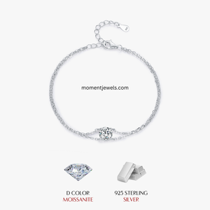 Simple Style 925 Sterling Silver Moissanite <b>Bracelet</b> for Women Shiny Round Pendant Cable Chain <b>Bracelet</b> Rhodium Plated - Product Image 4