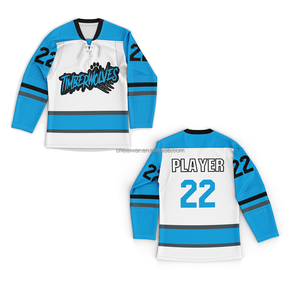 Maillot de hockey sur glace personnalisé pour hommes, couleurs et logo sur mesure, écologique, col en V, manches longues, respirant, en mesh, uniforme d'équipe - Product Image 3