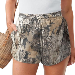 Shorts en tricot imprimé taille haute avec poches, coupe ample, style décontracté, respirant, taille élastique pour femme - Product Image 6
