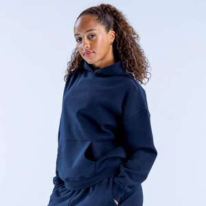 Sudadera con Capucha Oversize de Invierno para Mujer, Azul Marino, con Bordado 3D, Hombros Caídos, Ajuste Relajado, Antiarrugas, Transpirable, Última Colección 2026 - Product Image 4