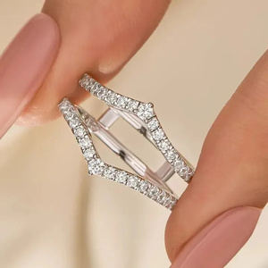 Trendy 925 Moissanite Diamond Vintage Engagement <b>Ring</b> Enhancer Wedding Band In Sterling <b>Silver</b> in White Gold Plated. - Product Image 5