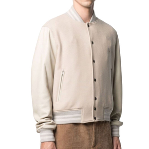 AL NOLAN ENTERPRISES Men's Red White Varsity Jacket Regular Fit Crew Neck <b>Covered</b> <b>Button</b> Closure Breathable Canvas Wool Lining - Product Image 5