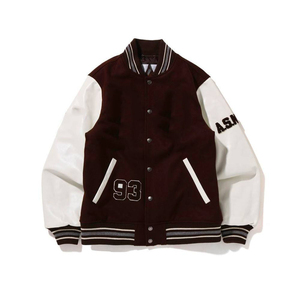 Veste de sport bleu clair pour homme avec manches blanches, col rabattu brodé, fermeture à boutons, vêtement d'automne - Product Image 4