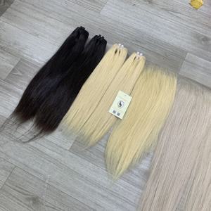 Extensiones de Cabello Humano Vietnamita Virgen Rubio Platino de Alta Calidad, Liso Natural, Doble Trama, Tejido a Máquina, Directo de Fábrica - Product Image 2