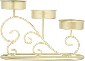 Candélabre moderne vintage en laiton à motifs sculptés, porte-bougie à piliers, centre de table en métal à plusieurs niveaux - Product Image 3