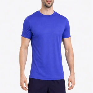 T-shirt de sport bleu royal pour homme, manches courtes, polyester, séchage rapide, gym, course à pied, fitness, col rond, vêtements de sport, haute qualité - Product Image 1