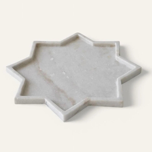 Modern Light Luxury Star Shape White <b>Marble</b> Luxury Stone <b>Large</b> Size Designer Serving Tray for Home Decor In Low Price From India - Product Image 1