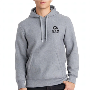 Sudadera con Capucha de Punto para Hombre, Estilo Casual, para Invierno, 340 GSM, con Patrón de Letras, Color Gris, Felpa de Algodón - Product Image 2