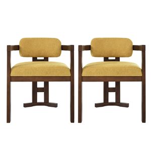 Ensemble de 2 chaises de salle à manger en bois rembourrées jaunes, finition noyer, pour usage intérieur - Product Image 4