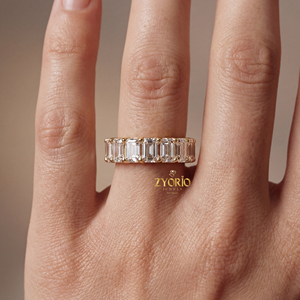 Anillo de Eternidad de Lujo con Corte Esmeralda, Plata de Ley, 5 CT, Diamante de Laboratorio, Anillo de Boda Apilable, Joyería para Compromiso, Aniversario, Fiesta - Product Image 4