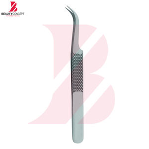 Juego de 4 Pinzas para Pestañas Plateadas Personalizadas, Pinzas de Acero Inoxidable de Grado Quirúrgico con Punta de Fibra para Extensiones de Pestañas de Volumen - Product Image 2