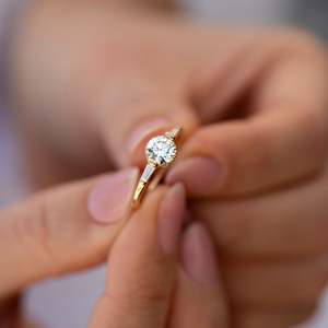 Women's Round Diamond Engagement Ring 14k solid Gold Bezel Setting Classic Style Fine Jewelry - Product Image 2