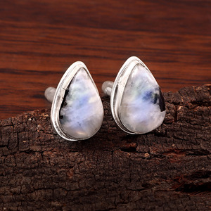 Boutons de manchette en pierre de lune naturelle, en laiton, pour homme, bijoux de luxe en pierres précieuses, pour costume, mariage, cadeau, fête, vente en gros - Product Image 6