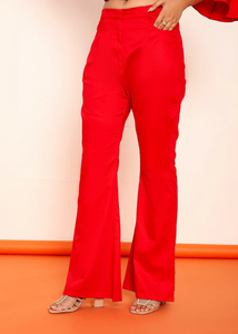 Pantalones de Mujer de Corte Bootcut Rojos, Suaves y Cómodos, de Cintura Alta, Ajustados, Estilo Casual Chic, Ropa Femenina - Product Image 3