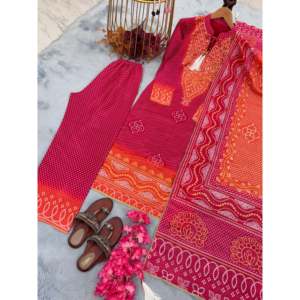 ชุดของผู้หญิงชุดผ้าไหมแท้ Chinon และ plazzo dupatta สำหรับใส่ไปงานปาร์ตี้ - Product Image 3