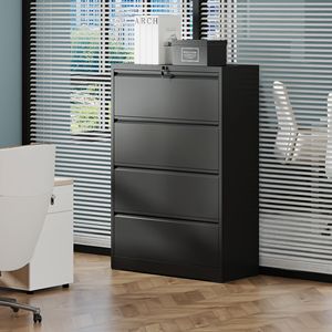 Armadio Archivio Laterale Alto e Robusto a 4 Cassetti per Ufficio Domestico, Ampio Spazio Salvaspazio con Serratura - Product Image 1