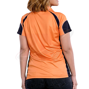 <b>Orange</b> Color Blocked <b>Polo</b> Shirt Short Sleeve Knitted Quick Dry Casual 100% Polyester Plus Size Women's <b>Polo</b> T Shirts - Product Image 2