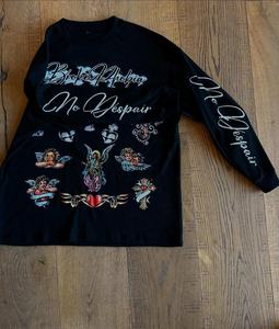 Sudadera de algodón con cuello redondo y estampado gráfico personalizado para hombre, estilo streetwear, tejido gofrado, estampado completo DTG, camiseta térmica de manga larga oversize - Product Image 3