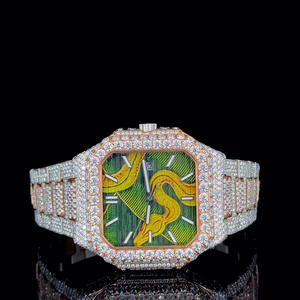 Montre Hip Hop Iced Out avec diamants Moissanite VVS en argent sterling 925, boîtier carré, bracelet pour homme, par Trisha Jewels - Product Image 1