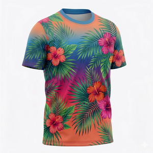 <b>Men's</b> Lightweight Breathable Quick Dry <b>Floral</b> Sublimation Knitted Front Full Print Casual Streetwear Summer <b>T</b>-<b>Shirt</b> 100% - Product Image 5