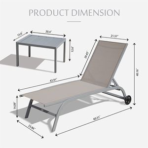 Set di 3 Sdraio Regolabili da Esterno con Ruote a 5 Posizioni per Piscina e Uso Esterno - Product Image 5