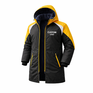 Custom Logo Swim <b>Parka</b> <b>Jacket</b> <b>Waterproof</b> Black Yellow Long Coat Hooded Winter Swimming Team Wear with Soft Fleece Lining - Product Image 3