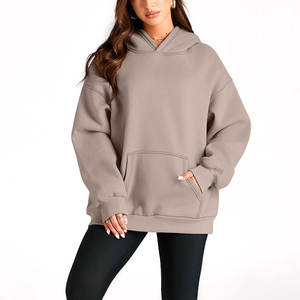 Sudaderas con capucha extragrandes personalizadas para mujer, al por mayor, de algodón grueso, forro polar, doble capucha, ropa urbana para mujer - Product Image 5