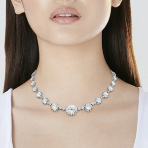 Platinum Diamond Necklace Round Brilliant Cut D Color Natural <b>Ruby</b> Accent Classic Women's Wedding Jewelry - Product Image 3
