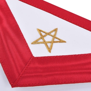 Excellente toison de maître maçon des grades alliés, ruban moiré rouge, corps blanc, ceinture réglable, tenue de régalia haut de gamme pour architecte maçon - Product Image 3