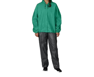Ensemble veste et pantalon imperméables unisexes en polyester vert, manches longues, respirant et imperméable - Product Image 1