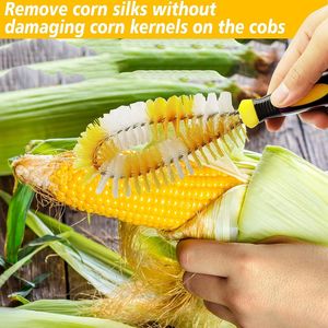 Spazzola per rimuovere il filo di mais con manico per la pulizia di frutta e verdura, ideale per carote e patate - Product Image 5