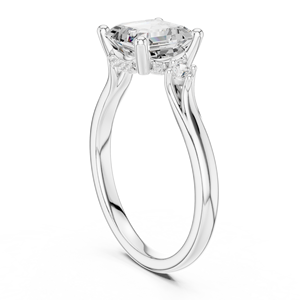 Classic Hidden Halo Lab Grown Diamond GRA Certified 14k Solid White Gold Asscher Shaped Prong Set Diamond Wedding Ring <b>For</b> <b>Her</b> - Product Image 2