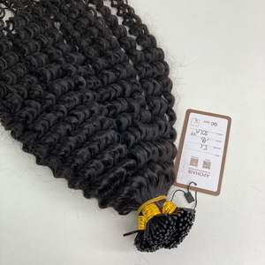 Extensions de cheveux vietnamiens naturels noirs de qualité supérieure, 20 pouces, luxe A+++ Remy, pointes plates pré-collées, style bouclé lâche, qualité supérieure - Product Image 3