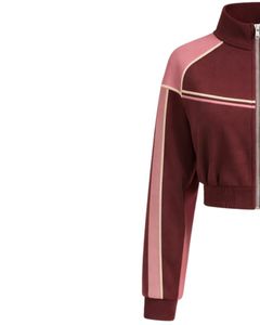 Chaqueta Deportiva Corta para Mujer, Color Rosa Granate, con Cierre, para Gimnasio, Fitness, Ropa Deportiva Activa, con Rayas en Contraste, Fabricante de Chaquetas de Entrenamiento - Product Image 3
