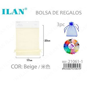 Sacchetti regalo in organza 17x23 cm beige 3 pezzi per regali - Product Image 1