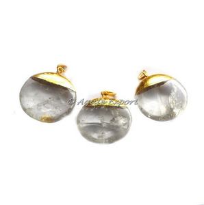 Pendentif galvanisé à disque de quartz en cristal fait main unique pour exportateur de cadeaux et de pierres semi-précieuses - Product Image 1