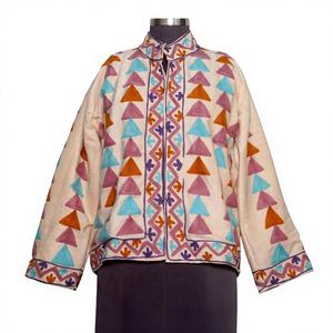 Chaqueta Bomber Tejida Floral Bohemia Bordada a Mano, Forro de Algodón Estampado para Mujer, Hecha a Mano, Ecológica, para Invierno y Primavera - Product Image 1