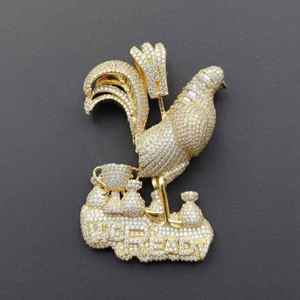 Luxury 22K Gold Plated Rooster Pendant With <b>Crystal</b> Rhinestones Micro Pave <b>Animal</b> Charm Unisex Everyday Wear - Product Image 2