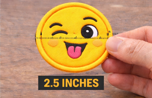 Lot de 100 écussons brodés visage souriant clignotant, couleur unie, thermocollants/à coudre pour sacs à dos, vêtements, chapeaux, jouets - Product Image 2