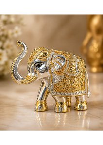 Premium Dual Elephant Figurine Pair 24K Gold Plated Luxury Table Decor Showpiece for Home Office Cabin <b>Study</b> <b>Desk</b> and Interior - Product Image 3
