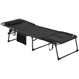 Lettino Prendisole Pieghevole a 5 Livelli per il Massimo Relax con Foro per la Lettura, Tasca Laterale e Poggiatesta, Nero - Product Image 1