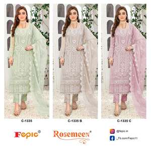 Shalwar Kameez Pakistaní de Moda en Organza con Bordado a Mano, Parte Inferior e Interior en Santoon, Ideal para Celebraciones - Product Image 4