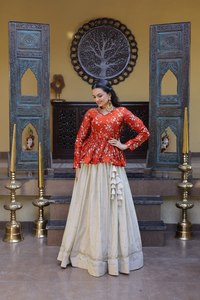 New Arrivals Latest Fashion Elegant Wedding Party Wear Top Lehenga <b>Set</b> Designer soft silk Wedding Wear Outfit - Product Image 6