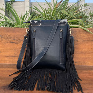 Nuevo bolso cruzado con flecos de punto de bota de cuero genuino para mujer, bolso cruzado oculto para llevar a mano, monedero de cuero de vaca - Product Image 5