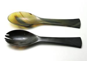 Juego de 2 servidores de ensalada de cuerno, diseño de primera calidad, hechos a mano con cuerno natural de búfalo, a un precio asequible. - Product Image 6