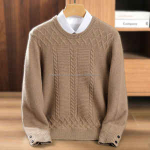 Camisa de Manga Corta para Hombre, Estilo Formal, Informal Elegante, para Entrevistas de Negocios, de Lana y Cachemira, Cuello Redondo, Tejido Cálido, Servicio OEM - Product Image 2