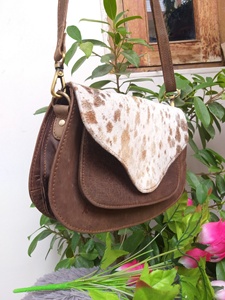 Natural Cowhide <b>Handbag</b> Western Hair on Hide Leather Crossbody Sling Purse Multi Purpose Purse - Product Image 1