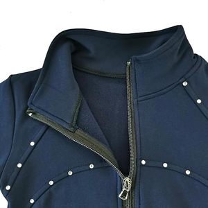 Chaqueta de Entrenamiento de Patinaje sobre Hielo Brillante para Niña, Top de Felpa con Diamantes, Ropa de Entrenamiento de Patinaje Premium para Niñas - Product Image 4